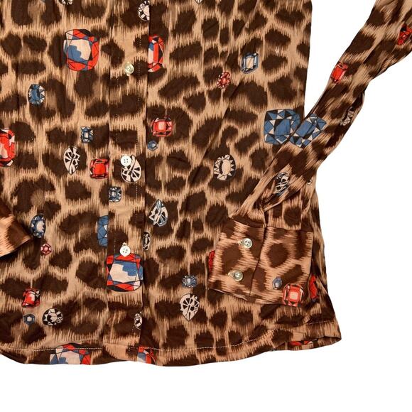 Vintage 70s Gaucho Original Animal Print Spread Collar Dress Shirt Womens Medium - Picture 4 of 6
